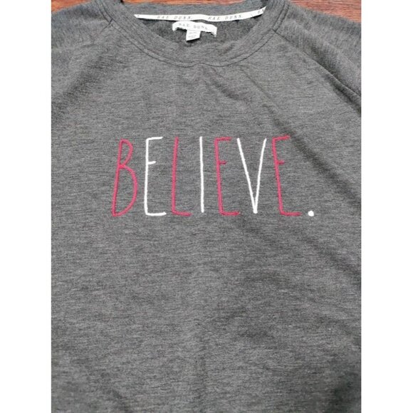 NWT Rae Dunn BELIEVE Drop Shoulder Graphic Sweatshirt Charcoal Heather Womens XL - Picture 6 of 12
